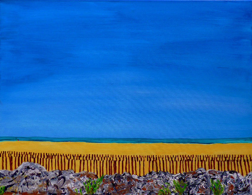 View of Gruissan beach painting